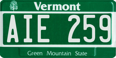 VT license plate AIE259