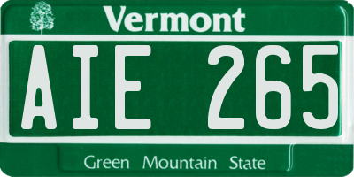 VT license plate AIE265