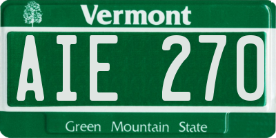 VT license plate AIE270