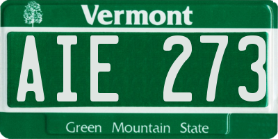 VT license plate AIE273