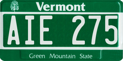 VT license plate AIE275