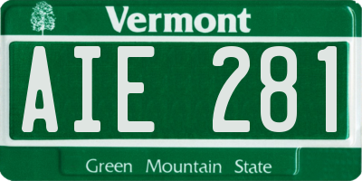 VT license plate AIE281