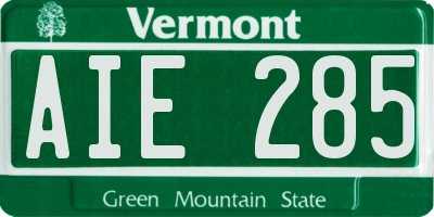 VT license plate AIE285