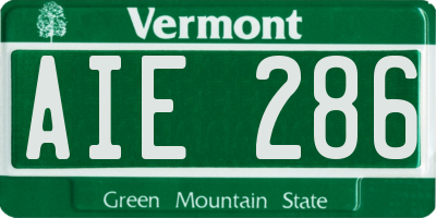 VT license plate AIE286