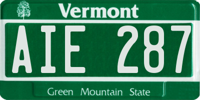 VT license plate AIE287