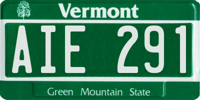 VT license plate AIE291