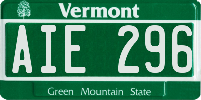 VT license plate AIE296