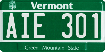 VT license plate AIE301