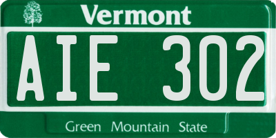 VT license plate AIE302