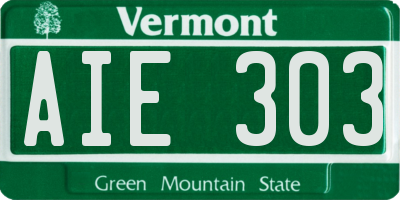 VT license plate AIE303