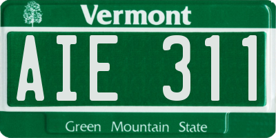 VT license plate AIE311