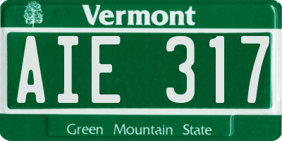 VT license plate AIE317