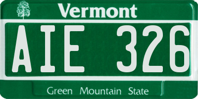 VT license plate AIE326