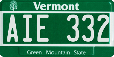 VT license plate AIE332