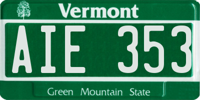 VT license plate AIE353