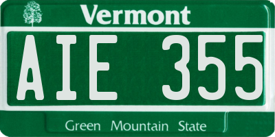 VT license plate AIE355