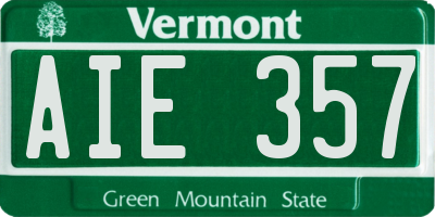 VT license plate AIE357
