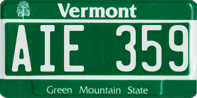 VT license plate AIE359