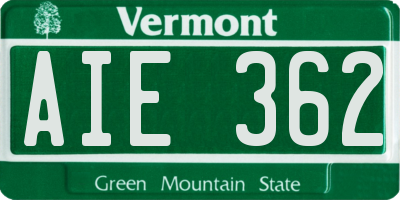 VT license plate AIE362