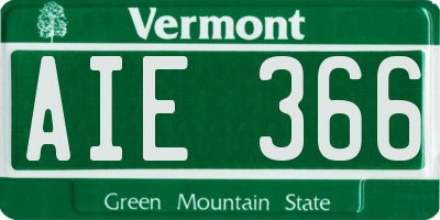 VT license plate AIE366