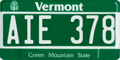 VT license plate AIE378