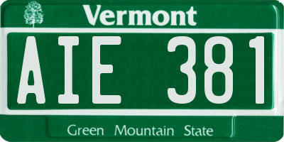 VT license plate AIE381