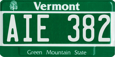 VT license plate AIE382