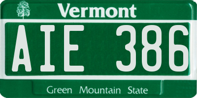 VT license plate AIE386