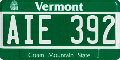 VT license plate AIE392