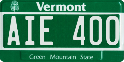 VT license plate AIE400