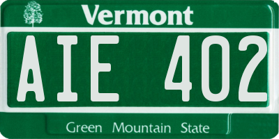 VT license plate AIE402