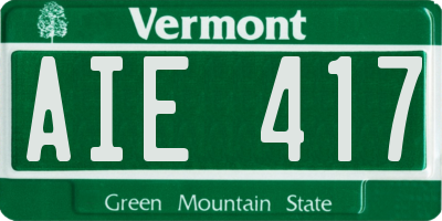 VT license plate AIE417