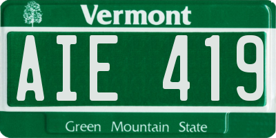 VT license plate AIE419