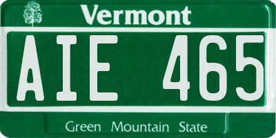 VT license plate AIE465