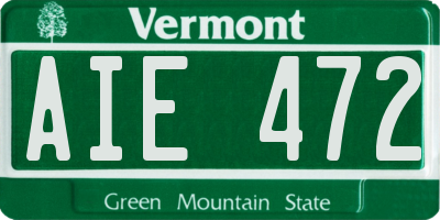 VT license plate AIE472