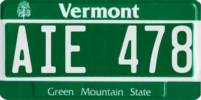VT license plate AIE478