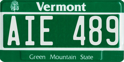 VT license plate AIE489