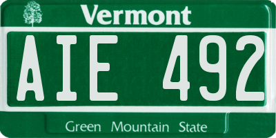 VT license plate AIE492