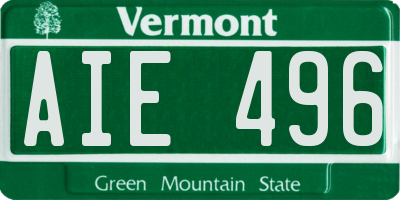 VT license plate AIE496