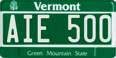 VT license plate AIE500