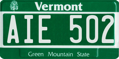 VT license plate AIE502