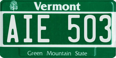 VT license plate AIE503