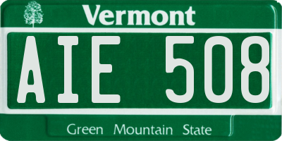 VT license plate AIE508