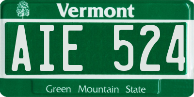 VT license plate AIE524
