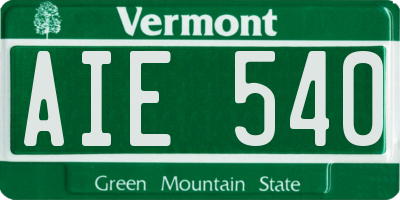 VT license plate AIE540