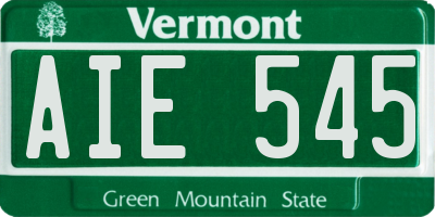 VT license plate AIE545