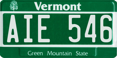 VT license plate AIE546