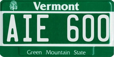 VT license plate AIE600