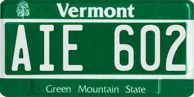 VT license plate AIE602