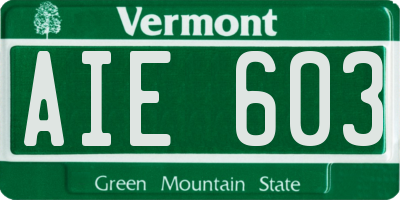 VT license plate AIE603